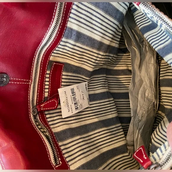 Price reduced! Francesco Biasio red leather bag. New/Unused - Picture 4 of 7